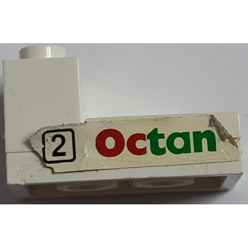 Деталь LEGO BA149pb02 Stickered Assembly 3 x 2 x 1 1/3 with Octan and '2' in Black Square Pattern (Sticker) - Set 6562 - 1 Brick 1 x 2, 1 Tile 2 x 2, 1 Plate 2 x 3