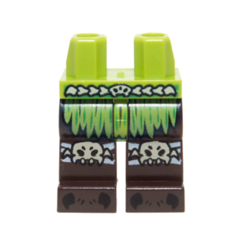 Деталь LEGO 970c120pb07 Hips and Dark Brown Legs with Lime Loincloth, Spider Knee Pads and Black Claws Pattern