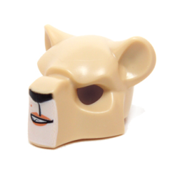 Minifigure, Headgear Mask Feline with Black Nose, Beauty Mark and Crooked Smile Pattern Minifigure, Headgear Mask Feline with Black Nose, Beauty Mark and Crooked Smile Pattern