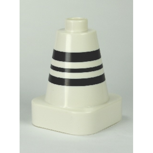Деталь LEGO 47408pb01 Duplo Cone 2 x 2 Square Base with Black Stripes Pattern