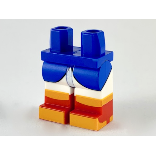 Деталь LEGO 970c01pb51 Hips and White Legs with Red Boots, Blue Coattails, Bright Light Orange Knees and Toes Pattern