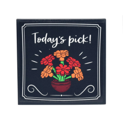 Tile 6 x 6 with Bottom Tubes with Sign, White Borders, Script 'Today's pick!' and Bowl with Red and Orange Flowers Pattern (Sticker) - Set 10290