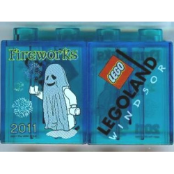Duplo, Brick 1 x 2 x 2 with Fireworks and Ghost 2011 LEGOLAND Windsor Pattern