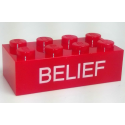 Brick 2 x 4 with White 'BELIEF' Pattern Brick 2 x 4 with White 'BELIEF' Pattern