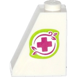 Slope 65 2 x 1 x 2 with Magenta Cross and Leaves in Lime Border Pattern Model Left Side (Sticker) - Set 41036 Slope 65 2 x 1 x 2 with Magenta Cross and Leaves in Lime Border Pattern Model Left Side (Sticker) - Set 41036