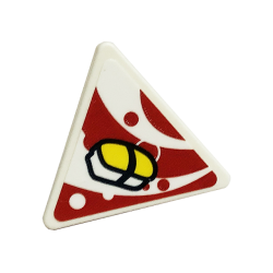 Road Sign 2 x 2 Triangle with Open O Clip with Sushi on Red Curved Stripes Pattern (Sticker) - Set 41701