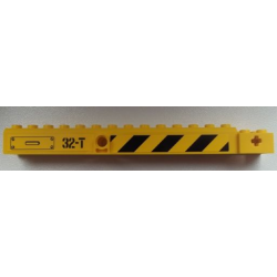 Crane Arm Outside, Wide with Pin Hole at Mid-Point with '32-T' and Black and Yellow Danger Stripes Pattern on Both Sides (Stickers) - Set 60026 Crane Arm Outside, Wide with Pin Hole at Mid-Point with '32-T' and Black and Yellow Danger Stripes Pattern on Both Sides (Stickers) - Set 60026