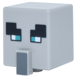 Minifigure, Head, Modified Cube Tall with Raised Rectangle with Pixelated Black Eyebrows, Dark Turquoise Narrow Eyes, and Dark Bluish Gray Nose Pattern (Minecraft Illager / Pillager)