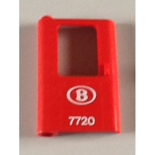 Деталь LEGO 4181pb035 Door 1 x 4 x 5 Train Left, Thin Support at Bottom with White 'B 7720' Pattern (Sticker) - Set 7720