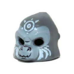 Minifigure, Headgear Mask Gorilla with Light Bluish Gray Face and White Sun Face Paint Pattern Minifigure, Headgear Mask Gorilla with Light Bluish Gray Face and White Sun Face Paint Pattern