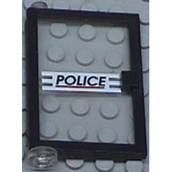 Door 1 x 4 x 5 Left with Trans-Clear Glass and 'POLICE' Red Line Pattern (Sticker) - Set 6398 Door 1 x 4 x 5 Left with Trans-Clear Glass and 'POLICE' Red Line Pattern (Sticker) - Set 6398