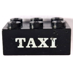Brick 2 x 3 with White 'TAXI' Serif Pattern Brick 2 x 3 with White 'TAXI' Serif Pattern