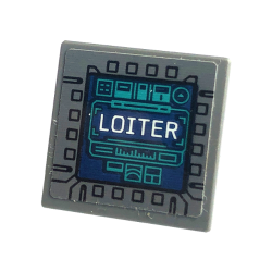 Road Sign 2 x 2 Square with Open O Clip with Display Screen with White 'LOITER' and Dark Turquoise Diagrams Pattern (Sticker) - Set 76240 Road Sign 2 x 2 Square with Open O Clip with Display Screen with White 'LOITER' and Dark Turquoise Diagrams Pattern (Sticker) - Set 76240