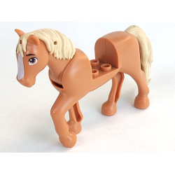 Horse, Friends Style with 2 x 2 Cutout and Movable Neck with Fixed Flexible Rubber Tan Tail and Mane with White Blaze Pattern
