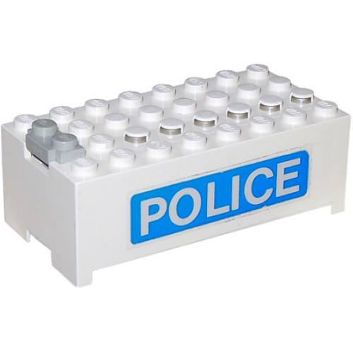 Деталь LEGO 4760c00pb07 Electric 9V Battery Box Small without Battery Cover with 'POLICE' Pattern on Both Sides (Stickers) - Set 6450