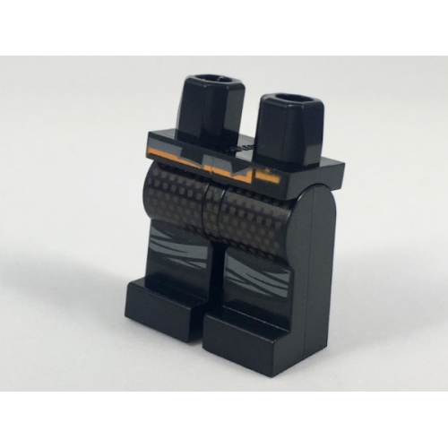 Деталь LEGO 970c00pb0783 Hips and Legs with Bright Light Orange Belt, Small Dark Tan Dots, Dark Bluish Gray Knee Wrappings Pattern