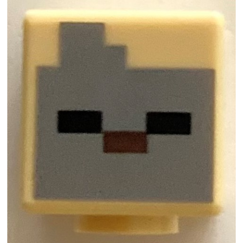 Деталь LEGO 19729pb036 Minifigure, Head, Modified Cube with Pixelated Dark Bluish Gray Face, Black Eyes, and Dark Brown Nose Pattern (Minecraft Husk)