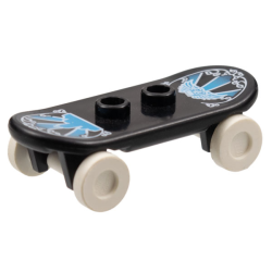 Minifigure, Utensil Skateboard Deck with Medium Blue and White City Skyline Pattern with White Wheels (42511pb06 / 2496)