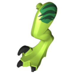 Dinosaur Leg Large (Rear) Raptor Left with Pin with Black Claws and Dark Green Stripes over Green Pattern