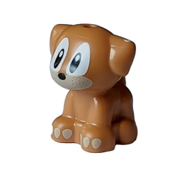 Dog, Friends Style, Puppy, Standing, Small with White Eyes and Pupils, Black Irises and Nose, Tan Muzzle and Toes Pattern (Sonic the Hedgehog Becky / Bear)