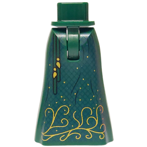 Деталь LEGO 36187c00pb029 Mini Doll Hips and Skirt Full Length with Dark Blue Squares, Gold Tassels, Sparkles and Filigree Pattern - Thin Hinge