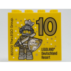 Brick 2 x 4 x 3 with Besuchsmeister 10 Silver 2020 LEGOLAND Deutschland Resort Pattern