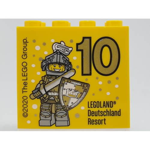 Деталь LEGO 30144pb318 Brick 2 x 4 x 3 with Besuchsmeister 10 Silver 2020 LEGOLAND Deutschland Resort Pattern