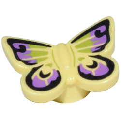 Butterfly with Stud Holder with Black, Medium Lavender, and Lime Wings Pattern