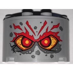 Cylinder Half 2 x 4 x 2 with 1 x 2 Cutout with Stone Face with Red Eyes and Eyebrows Pattern (Sticker) - Set 71747 Cylinder Half 2 x 4 x 2 with 1 x 2 Cutout with Stone Face with Red Eyes and Eyebrows Pattern (Sticker) - Set 71747