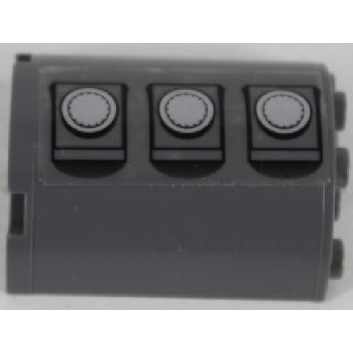 Деталь LEGO 6259pb023L Cylinder Half 2 x 4 x 4 with 3 Gas Tank Hatches Pattern Model Left Side (Sticker) - Set 7683