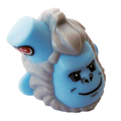Minifigure, Head, Modified Monkey with Hat with Molded Light Bluish Gray Fur and Printed Smile Pattern