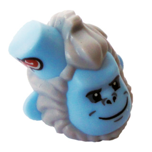 Деталь LEGO 31811pb01 Minifigure, Head, Modified Monkey with Hat with Molded Light Bluish Gray Fur and Printed Smile Pattern