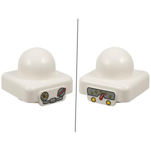 Деталь LEGO 45210pb01 Primo Plate 1 x 1 with Plates with Water Pump and Gauge on Opposite Sides Pattern