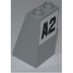 Slope 75 2 x 2 x 3 - Hollow Studs with Black 'A2' on White Background Pattern (Sticker) - Set 8186 Slope 75 2 x 2 x 3 - Hollow Studs with Black 'A2' on White Background Pattern (Sticker) - Set 8186