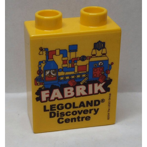 Деталь LEGO 4066pb703 Duplo, Brick 1 x 2 x 2 with LEGOLAND Discovery Centre FABRIK 2014 Pattern