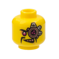 Minifigure, Head Alien with Cyborg Eyepiece, Magenta Eye, Copper Teeth, Black Fu Manchu Moustache Pattern