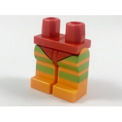 Hips and Orange Legs with Red Leotard and 3 Lime Stripes Pattern