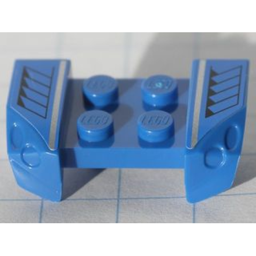 Деталь LEGO 44674pb09 Vehicle, Mudguard 2 x 4 with Headlights Overhang with Black Grille and Silver Stripe Pattern on Both Sides (Stickers) - Set 8120