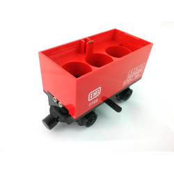 Train Battery Box Car with Three Contact Holes, Black Switch Lever, Black Magnets, and Black Wheels with 'DB 7722' Pattern on Both Sides (Stickers) - Set 7722