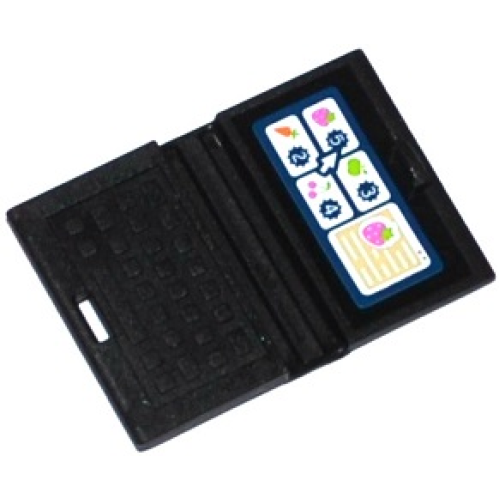 Деталь LEGO 62698pb07 Minifigure, Utensil Computer Laptop with Strawberries, Apple, Carrot, Cherries and Numbers 5, 3, 2, 4 Pattern (Sticker) - Set 41108