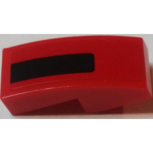 Деталь LEGO 11477pb046L Slope, Curved 2 x 1 x 2/3 with Black Stripe on Red Background Pattern Model Left Side (Sticker) - Set 75908
