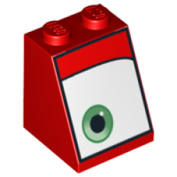 Slope 65 2 x 2 x 2 with Bottom Tube with Green Eye on Wide White Background Pattern Model Left Side Slope 65 2 x 2 x 2 with Bottom Tube with Green Eye on Wide White Background Pattern Model Left Side