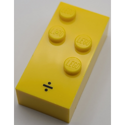 Brick, Braille 2 x 4 with 4 Studs with Black Division Sign (÷) Pattern (dots-1256 ⠳) (Swedish)