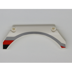Technic, Panel Car Mudguard Arched 13 x 2 x 5 Straight Top with Black, Red and Gray Stripes Pattern Model Front Left Side Technic, Panel Car Mudguard Arched 13 x 2 x 5 Straight Top with Black, Red and Gray Stripes Pattern Model Front Left Side