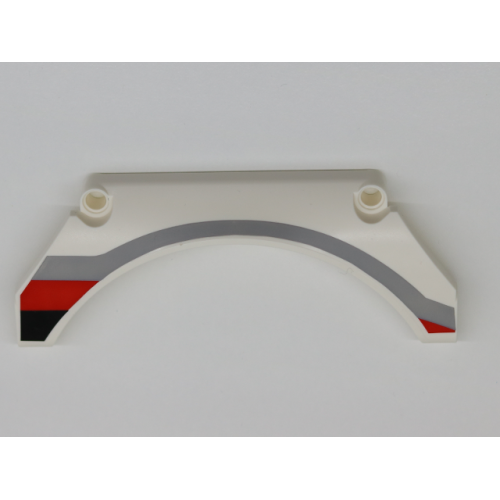 Деталь LEGO 42545pb001L Technic, Panel Car Mudguard Arched 13 x 2 x 5 Straight Top with Black, Red and Gray Stripes Pattern Model Front Left Side
