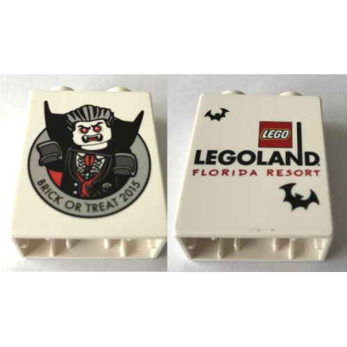 Деталь LEGO 4066pb518 Duplo, Brick 1 x 2 x 2 with Brick or Treat 2015 LEGOLAND Florida Resort Vampire Pattern