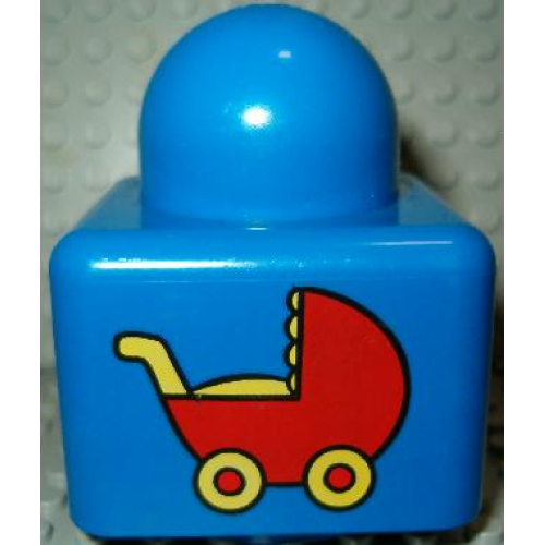 Деталь LEGO 31000pb13 Primo Brick 1 x 1 with Red Baby Carriage Pattern