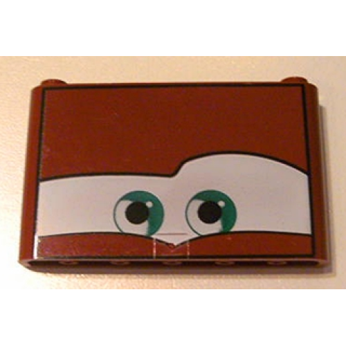 Деталь LEGO 64453pb003 Windscreen 1 x 6 x 3 with Green Eyes on White Background Pattern