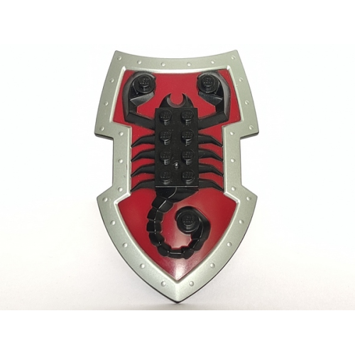 Деталь LEGO 50657pb01 Large Figure Shield, Knights Kingdom Lord Vladek with Scorpion on Dark Red Background and Silver Border Pattern