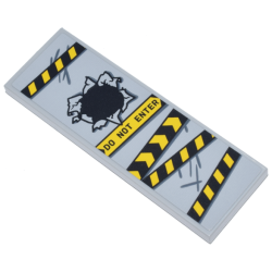 Tile 2 x 6 with Black and Yellow Danger Stripes Police Tape, Fist Hole, and 'DO NOT ENTER' Pattern (Sticker) - Set 76269